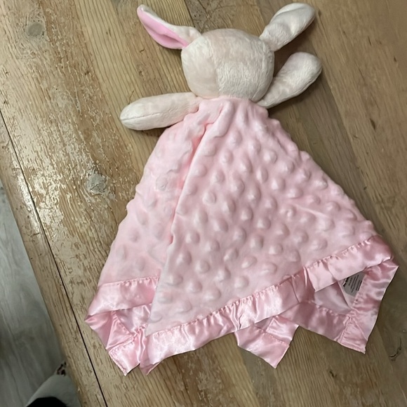 Bunny Lovey Security Blanket Minky Dot Satin Trim Pink Pro Goleem Easter - Picture 6 of 8